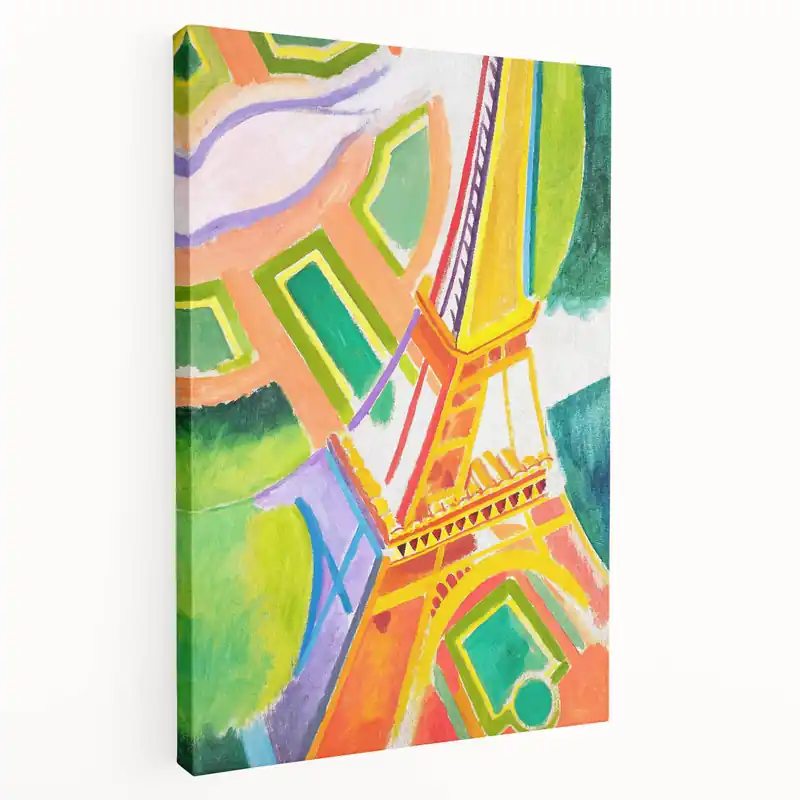 Warranty Included Colorful Cubist Eiffel Tower Art - Vibrant Abstract Modern Wall Decor