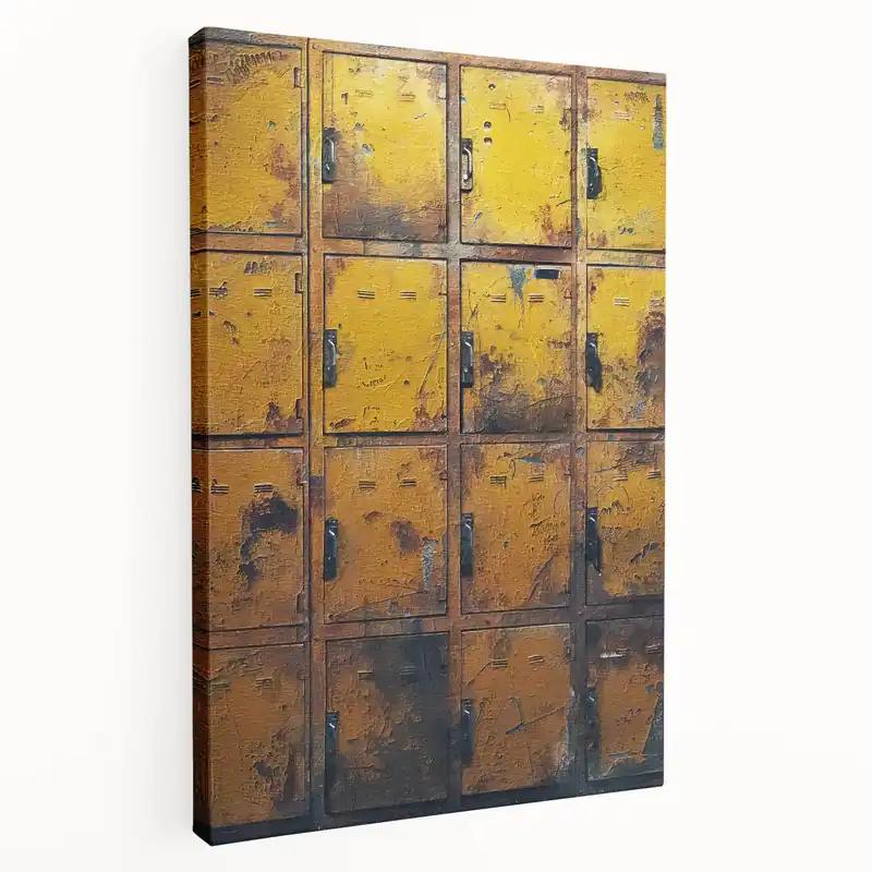 Buy Online Vintage Yellow Locker Wall Art - Rustic Industrial Decor Print