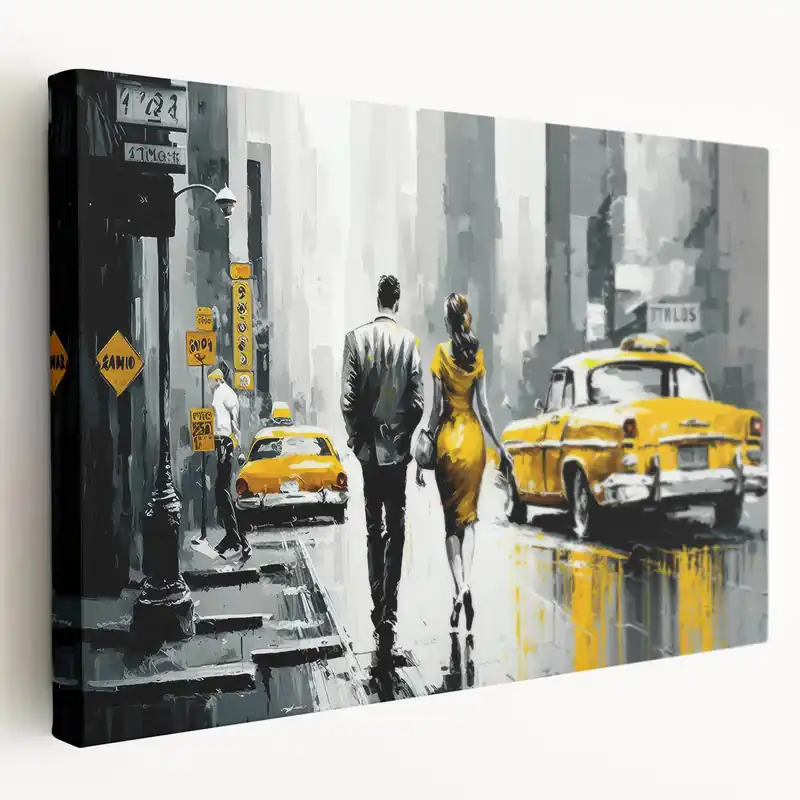 Wall Art of Manhattan Landmarks - Classic NYC Yellow Taxi in Urban Scene Factory Price
