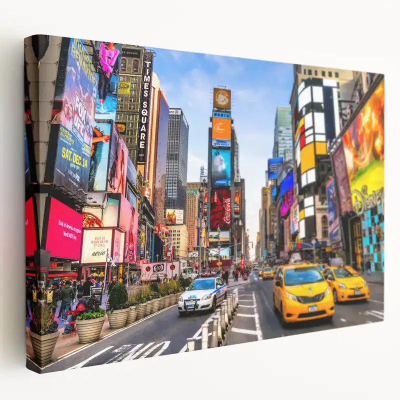 Times Square Canvas - Colorful New York City Street Scene with Yellow Cabs Final Sale