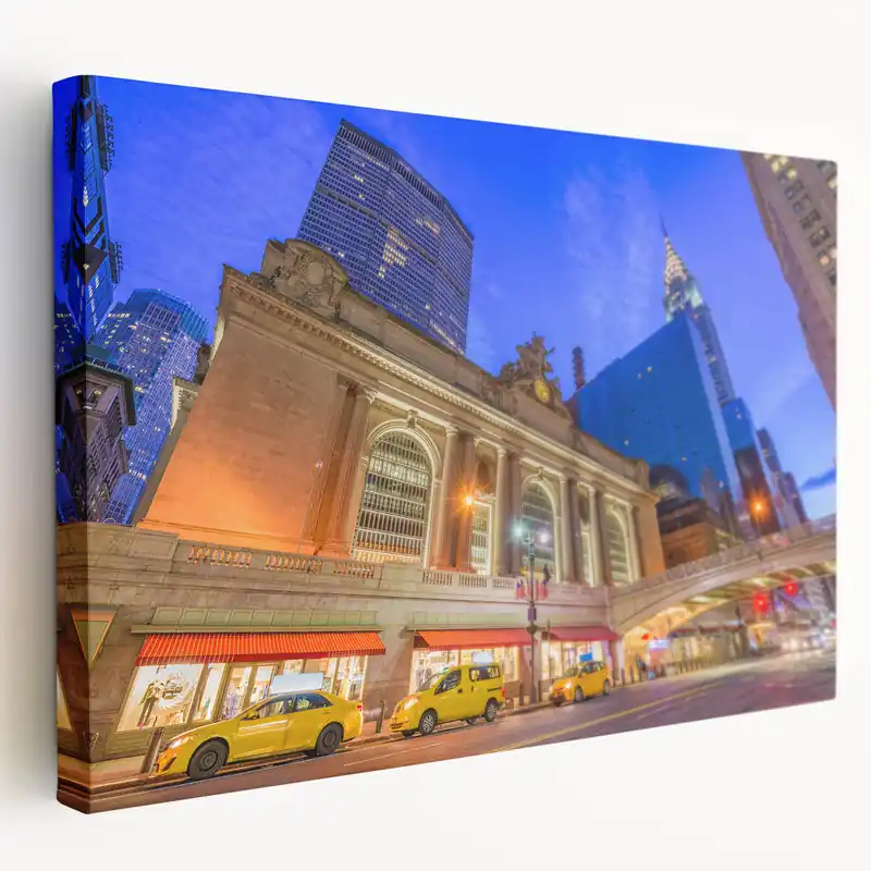 Grand Central Station Art - NYC Yellow Taxi Scene with Iconic Architecture Must Have