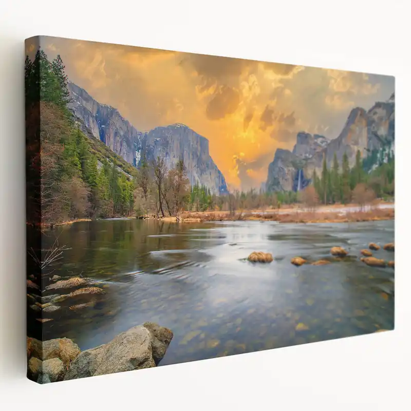 One Day Deal Yosemite Valley Wall Art – El Capitan and Bridalveil Falls Sunset Print