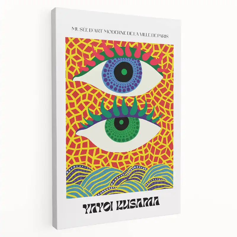 Contemporary Canvas Art – Abstract Eye Design Inspired by Yayoi Kusama Affordable