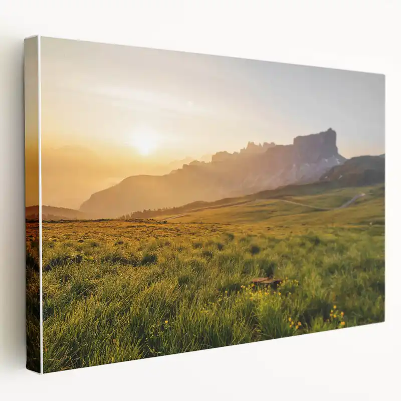 Rustic Landscape Wall Art – Golden Mountain Sunrise for Rustic Decor Free Delivery