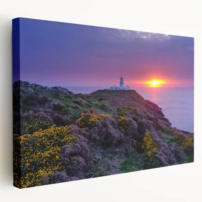 Holiday Sale Lighthouse Sunset - Wales Canvas Print, Scenic Wales Photography Art