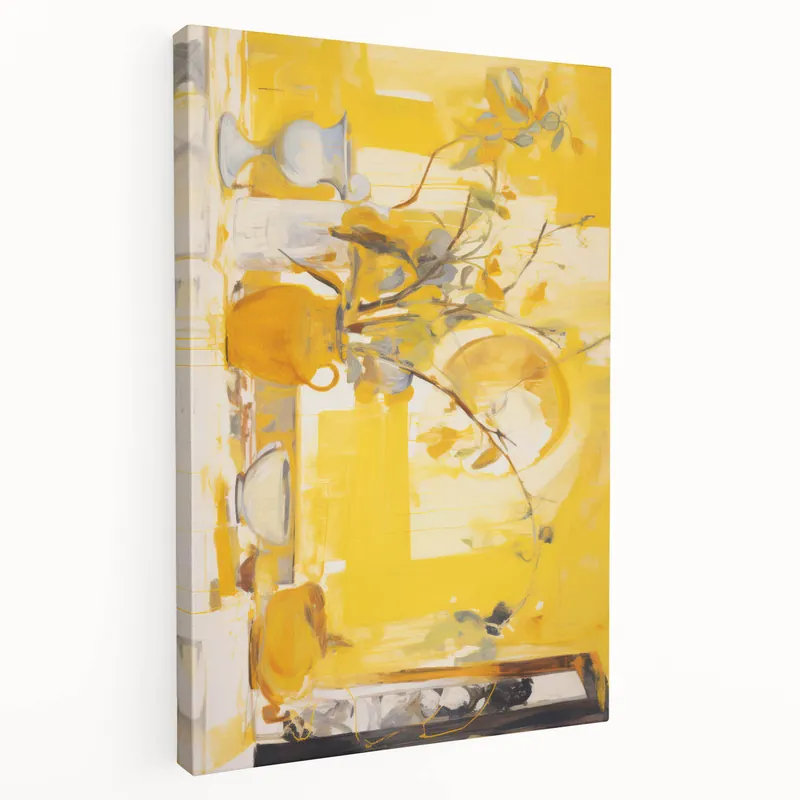 Hot Deal Bold Electric Yellow Abstract Art – Vibrant Electric Wall Art Canvas