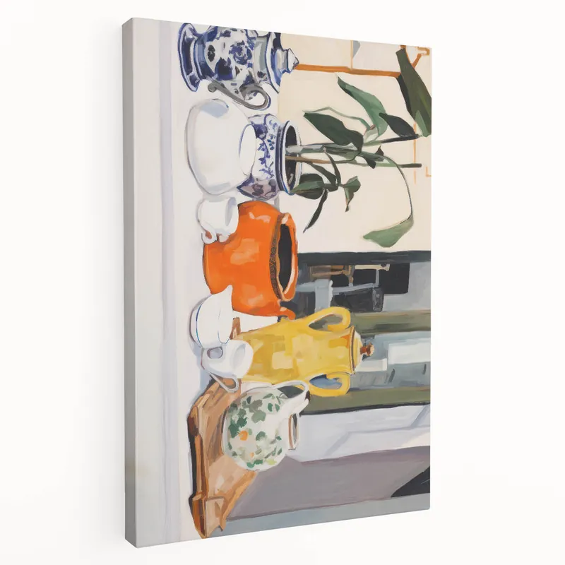 Electric Still Life Art with Vibrant Pottery | Modern Abstract Decor Popular