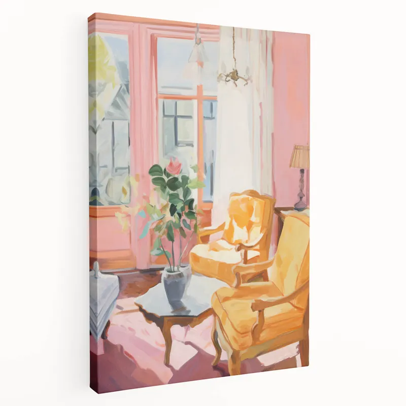 Electric Wall Art: Vibrant Interior with Yellow Chairs in Modern Decor Big Sale