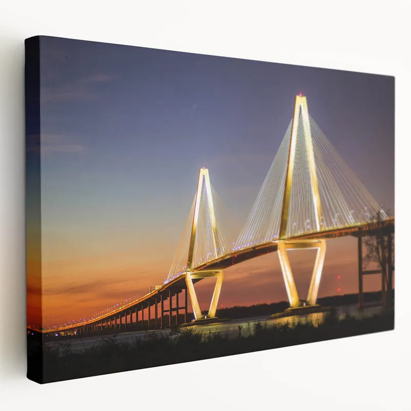 Charleston Skyline Art – Arthur Ravenel Jr. Bridge Charleston SC Art Print Same Day Shipping