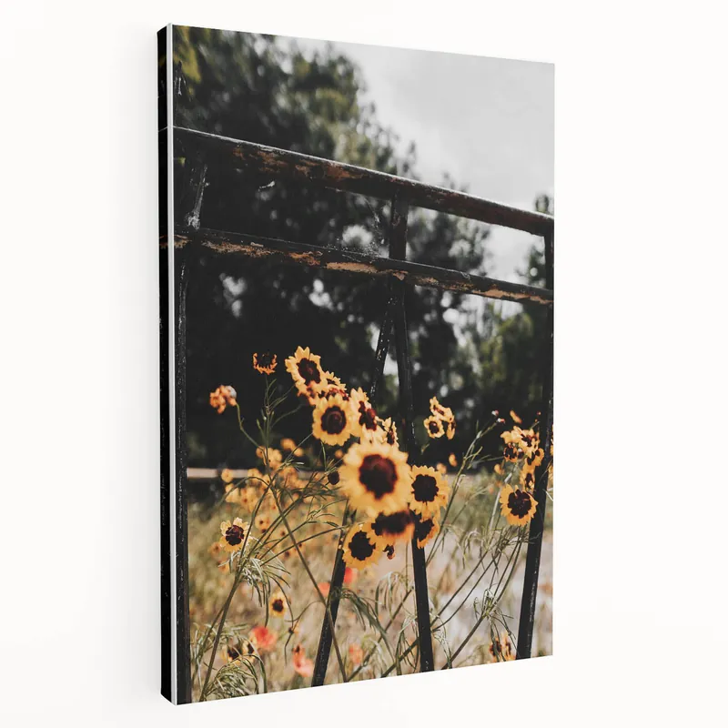 Rustic Wall Art - Wildflowers and Fence Farmhouse Decor for Rustic Homes Worldwide Shipping