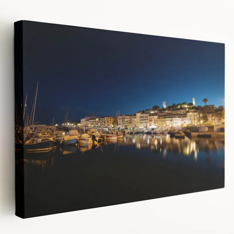 Sale Porto Wall Art - Scenic Porto Cityscape with Boats at Night Canvas Print