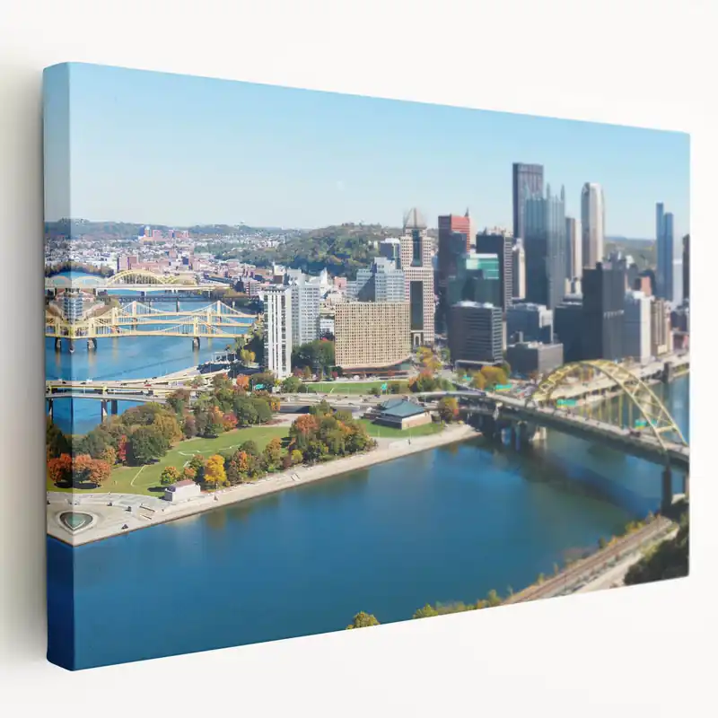Affordable Modern Pittsburgh Cityscape Art – Scenic View of Skyline and Rivers