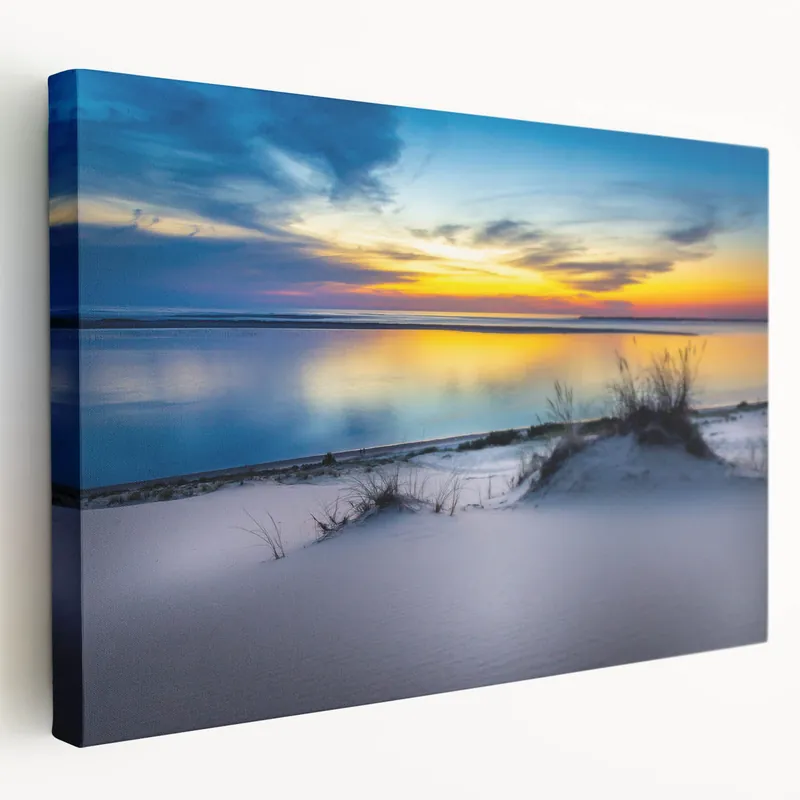 Kansas Nature Art - Peaceful Sand Dunes and Sunset Over Lake Photography Certified