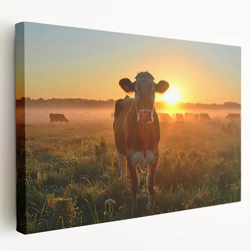 Appalachian Art Kentucky – Sunrise Farm Scene with Cows in the Mist Best Seller