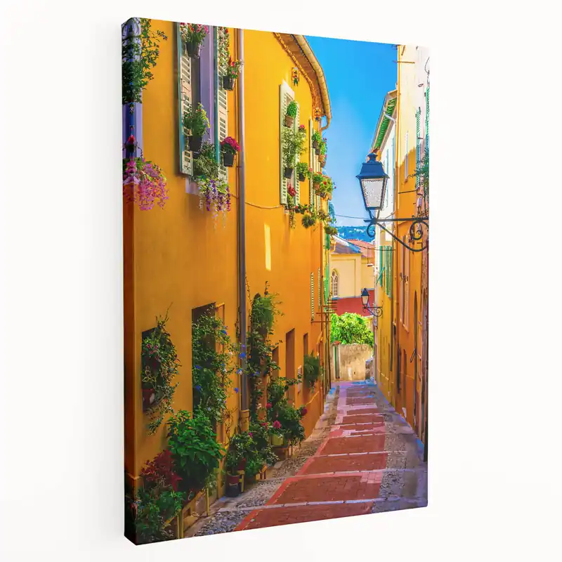 Provence Landscape Print – Colorful French Street with Flowers and Lanterns Top Pick