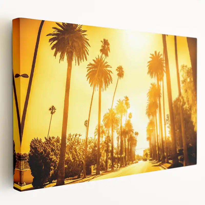 Fan Favorite Golden California Palm Avenue - Iconic Beverly Hills Street Wall Art