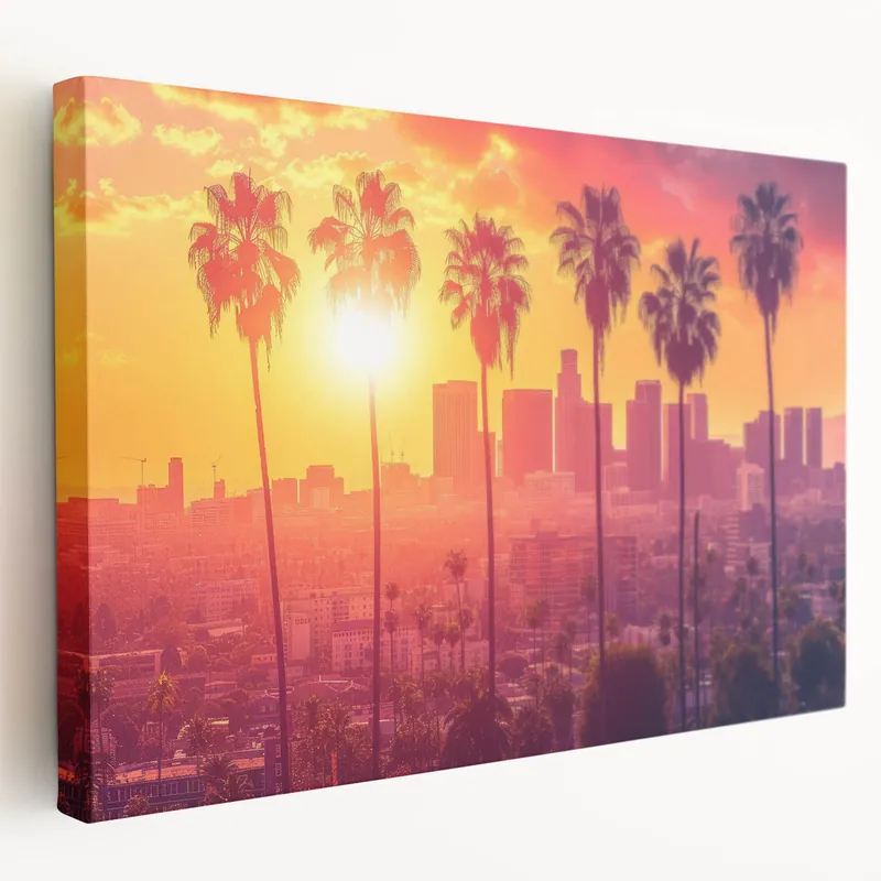 Iconic Los Angeles Palm Trees Wall Art - California Sunset Skyline Worldwide Shipping