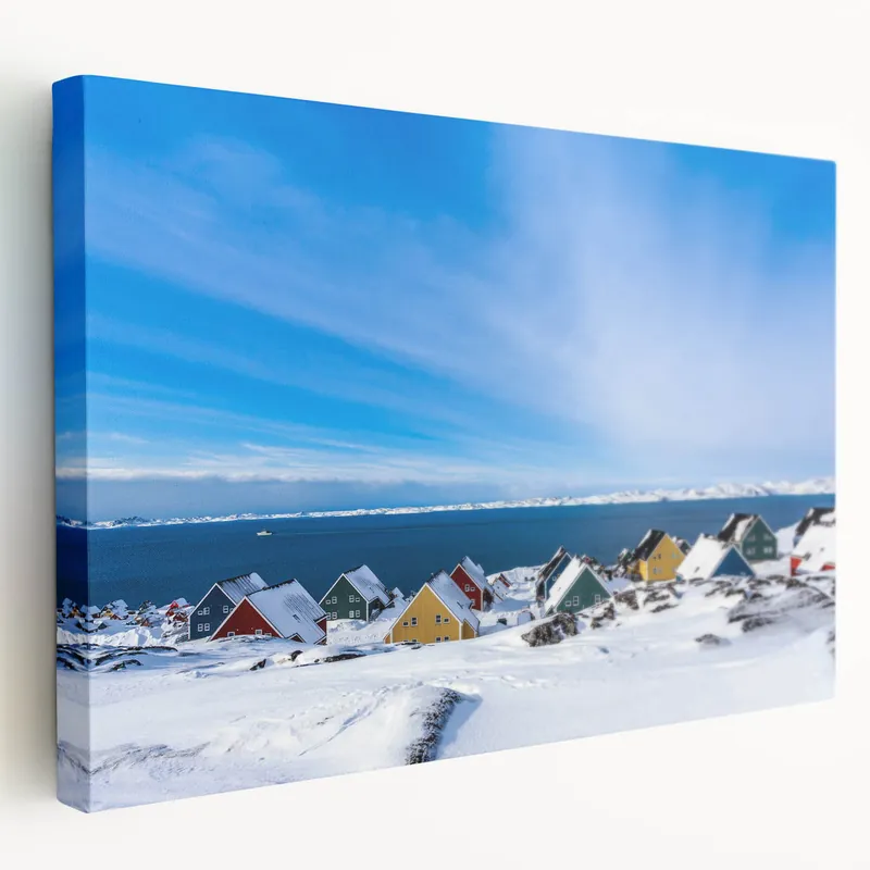 Time-Limited European Scenic Art - Colorful Greenland Homes by the Arctic Sea
