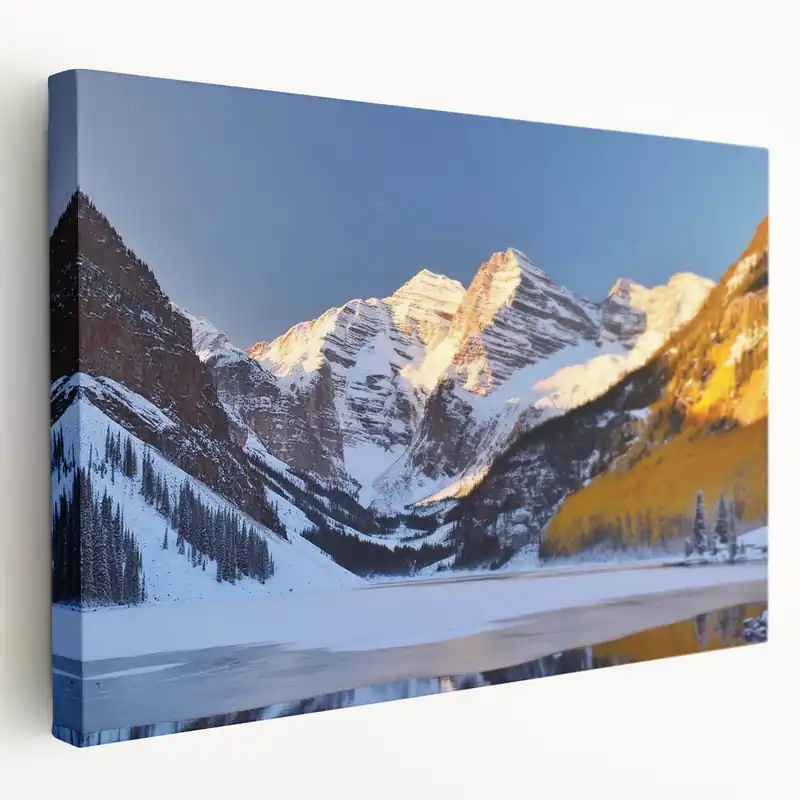Buy Online Golden Maroon Bells Winter Scene - Colorado Mountain Wall Art
