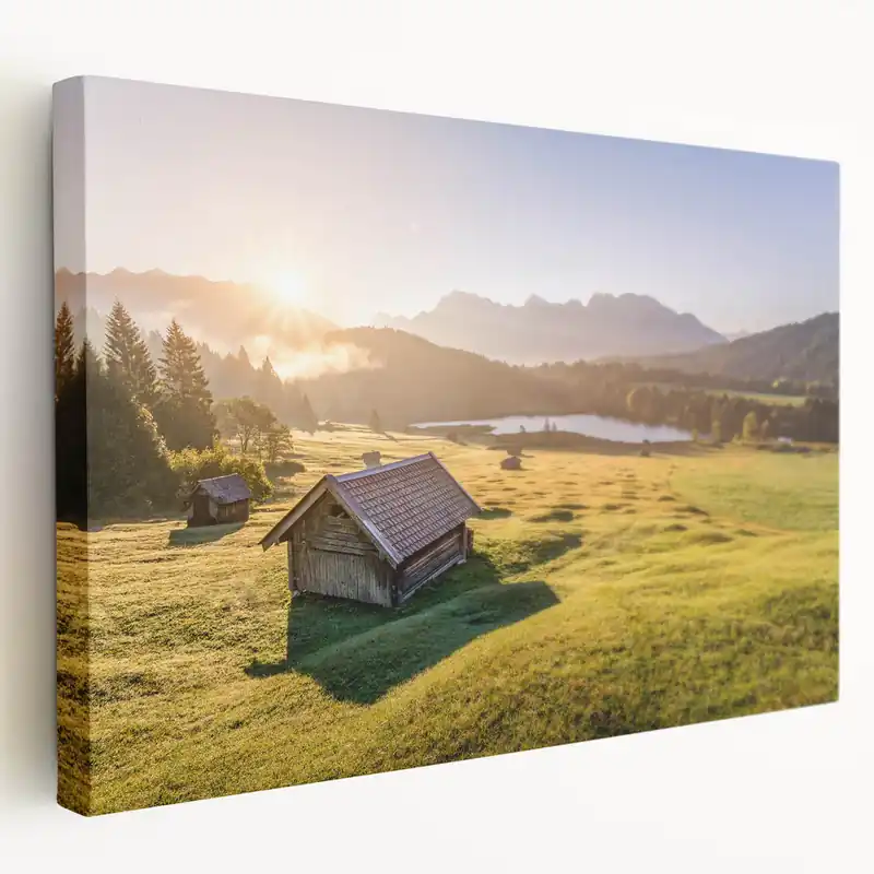 Discount Bavarian Alps Art - Golden Sunrise Over Peaceful Bavarian Countryside
