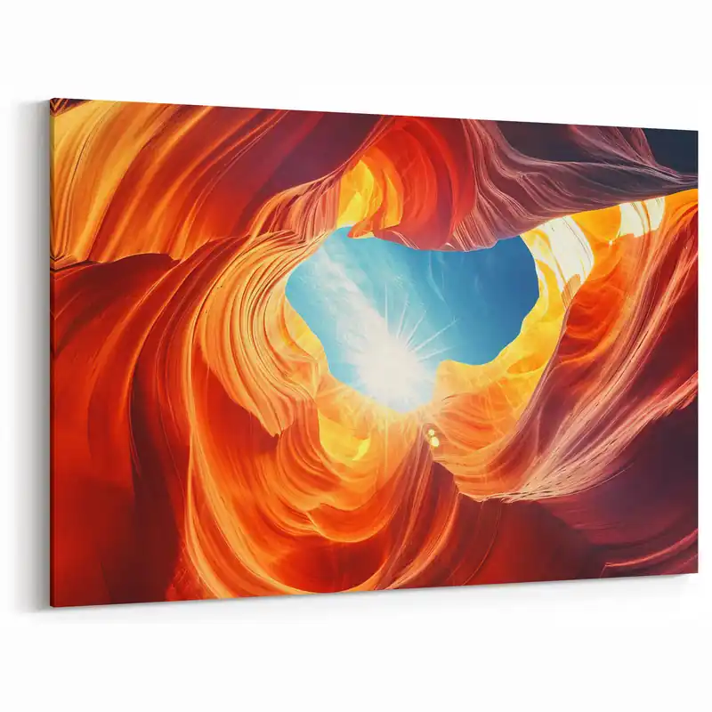 Sunlit Antelope Canyon Wall Art - Arizona Canyon with Vibrant Sky Print Exclusive Offer