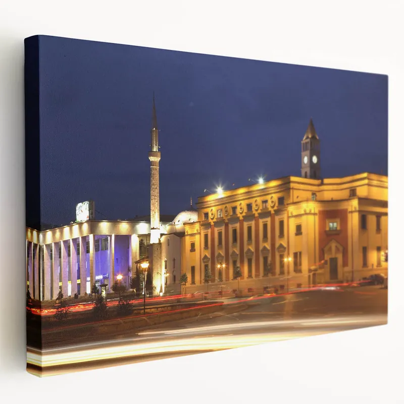 Albania Photography Art - Night View of Tirana's Iconic Landmarks Direct From Manufacturer