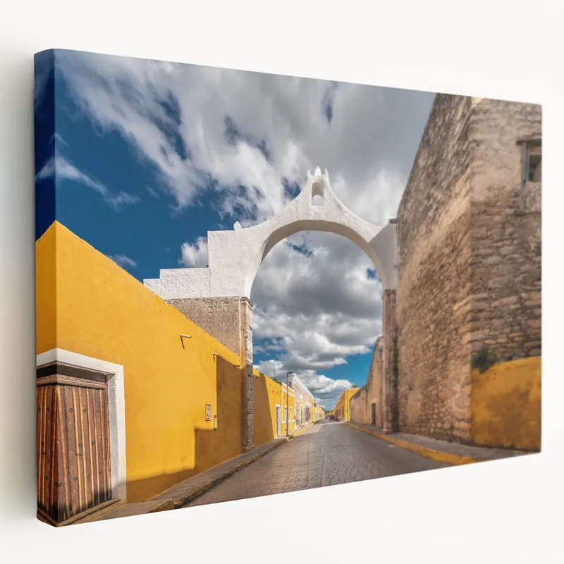 Trusted Brand Historic Yucatan Archway and Street Scene - Mexico Yucatan Wall Art Print