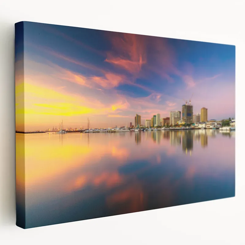 Sale Southeast Asian Art - Manila Bay Sunset Cityscape in Filipino Wall Decor
