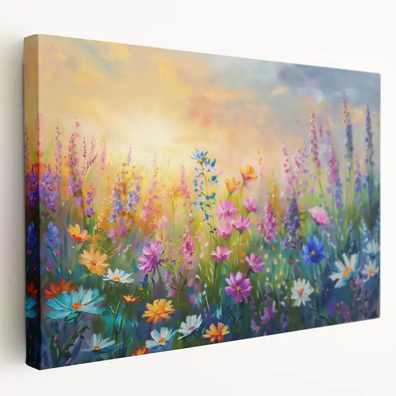 Warranty Included Sunlit Wildflower Meadow – Vibrant Botanical Wall Art for Home Decor