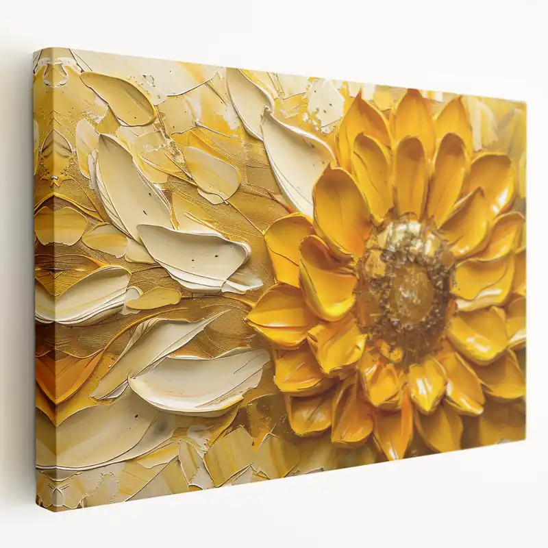 Textured Sunflower Wall Art | Bold Yellow Sunflower Canvas Print Best Choice