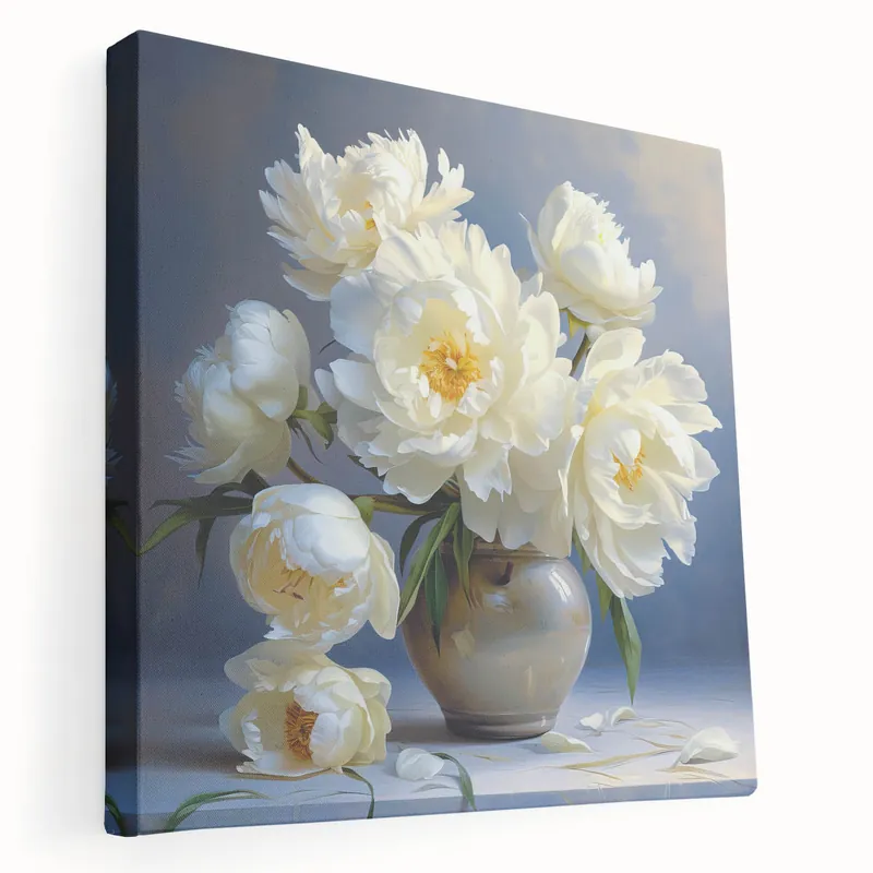 Best Seller Soft Yellow Peony Wall Art - Elegant Peony Flower Canvas for Home Decor