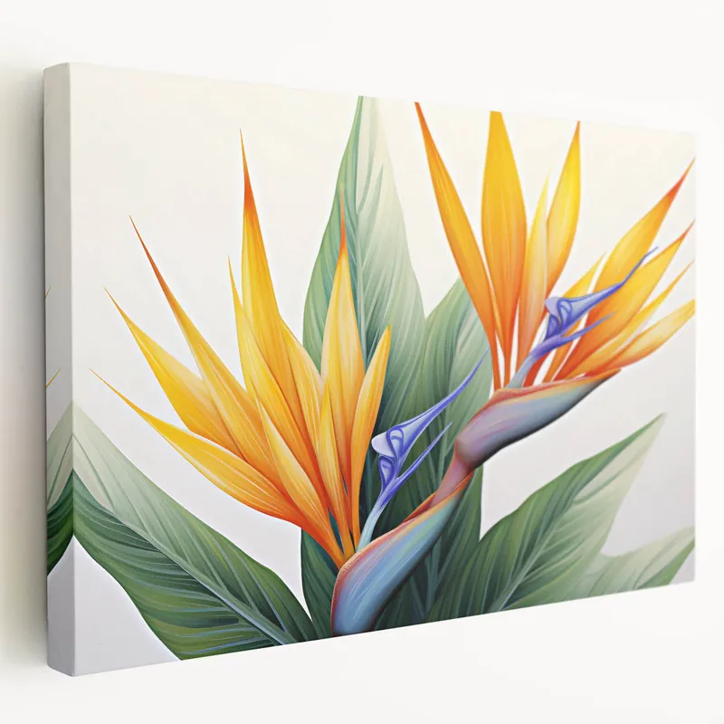 Botanical Bird of Paradise Wall Art - Modern Tropical Flower Canvas Best Seller
