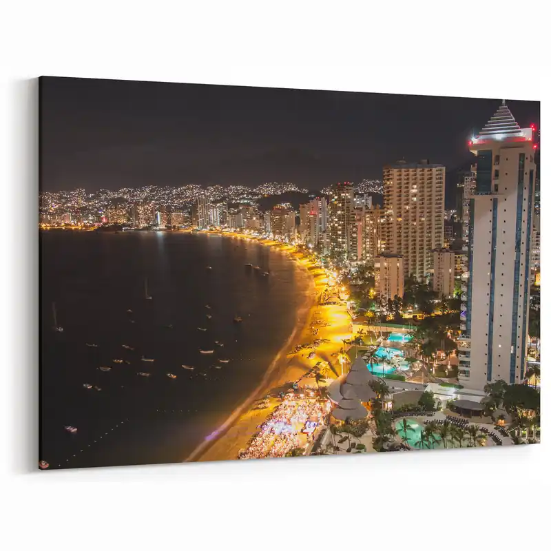 Vibrant Acapulco Nightlife Wall Art – Mexican Cityscape Canvas Print Viral
