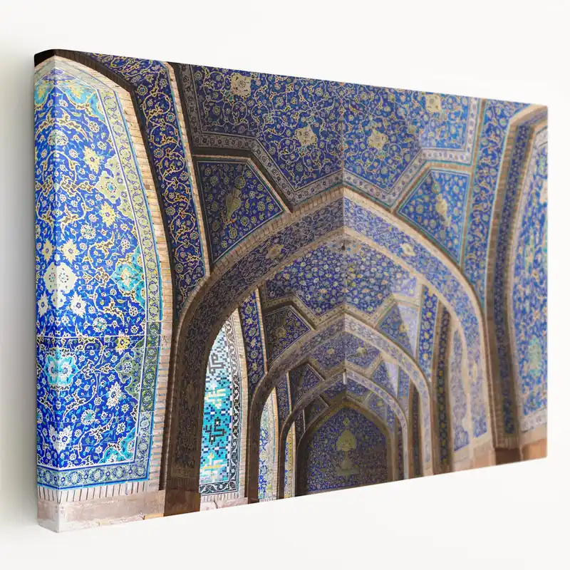 High Quality Church Wall Art | Intricate Blue Mosaic Ceiling Church Canvas Print