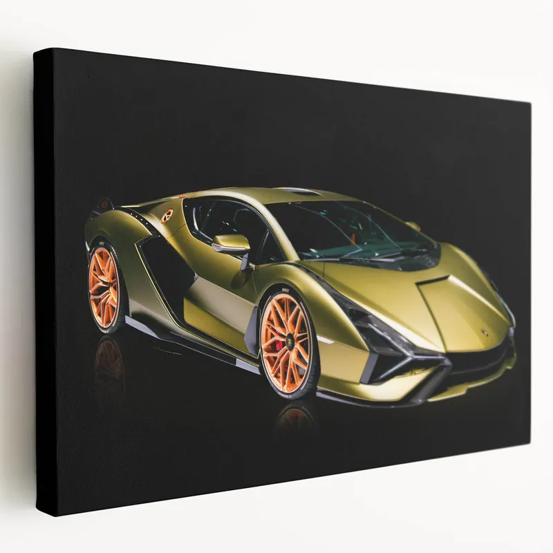 Weekend Sale Exotic Gold Lamborghini Supercar Canvas – Modern Sports Car Wall Art