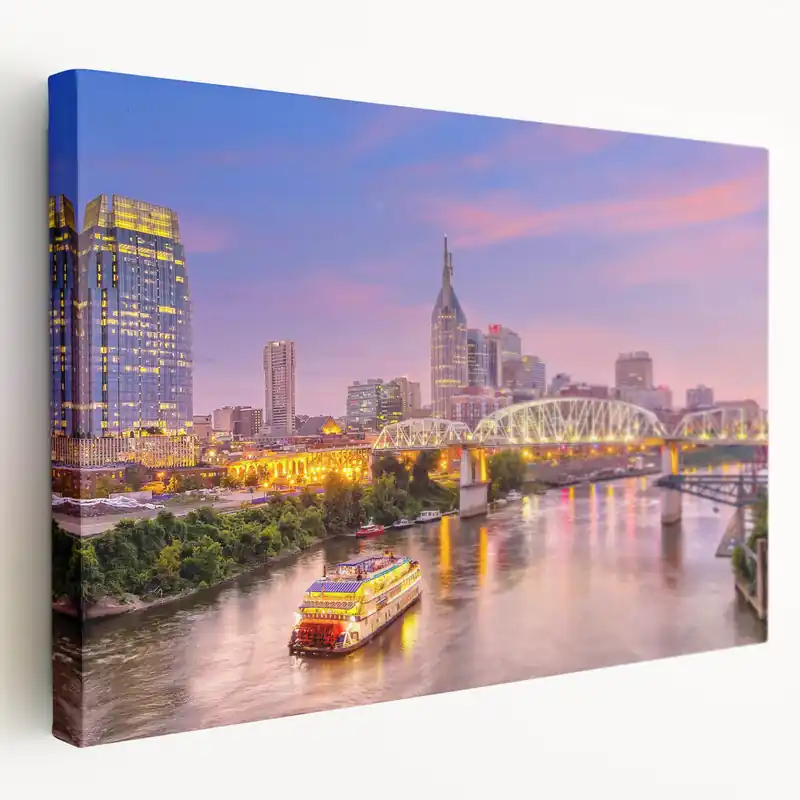 Vibrant Nashville Cityscape Wall Art - Iconic Skyline on Canvas & Prints Same Day Shipping