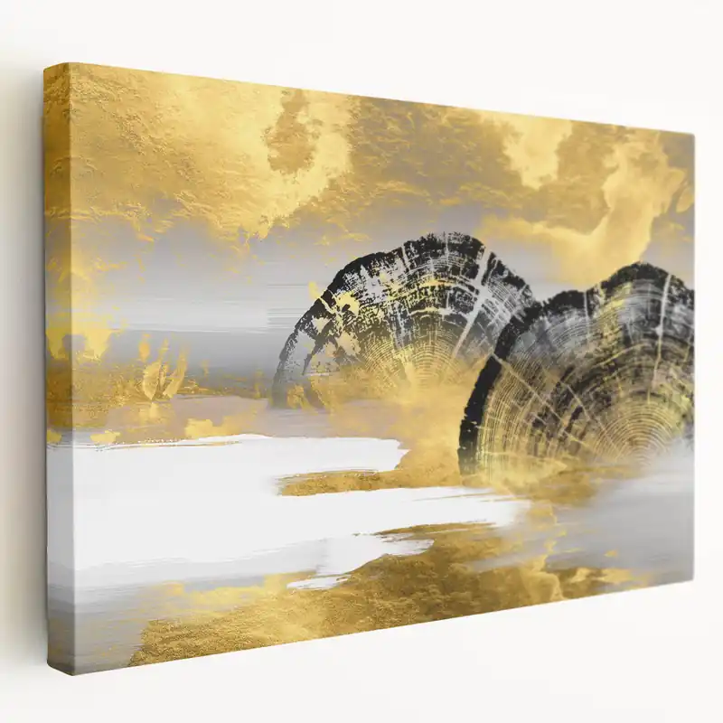 Modern Geometric Strokes and Lines Abstract Art with Golden Accents Instant Buy
