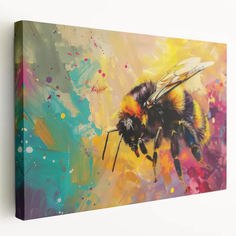 Vibrant Bee Wall Art - Colorful Bumblebee Canvas Print for Modern Decor Best Price