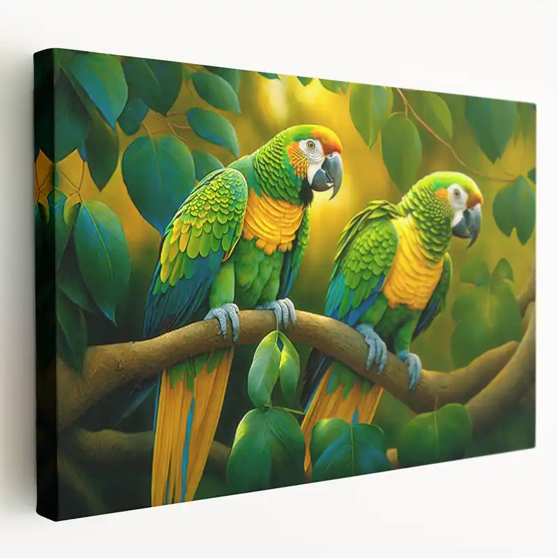 Tropical Parrots Wall Art - Serene Parrot Canvas for Nature Decor Last Chance