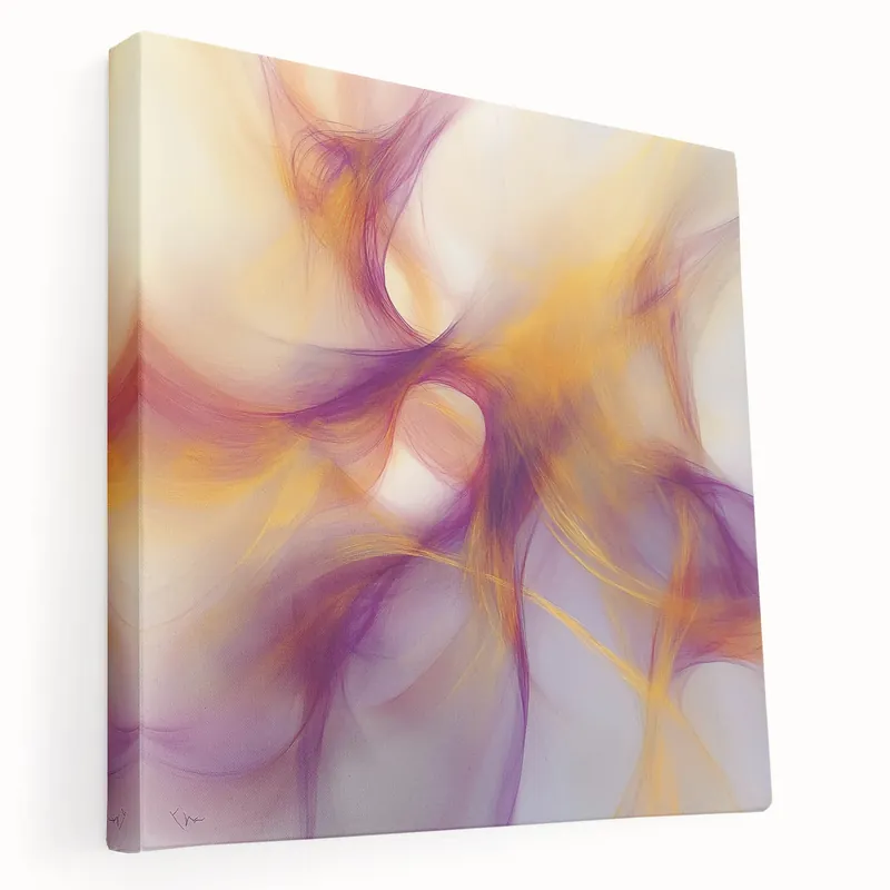 Super Sale Minimalist Abstract Wall Art – Plum and Gold Flow on Soft Lavender