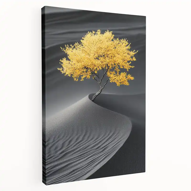 Holiday Sale Golden Tree in Black Desert – Tree Art Prints & Nature Wall Art