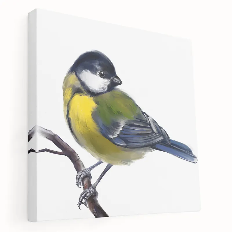 Free Delivery Artistic Garden Birds Wall Art - Painted Songbird Canvas Print Decor