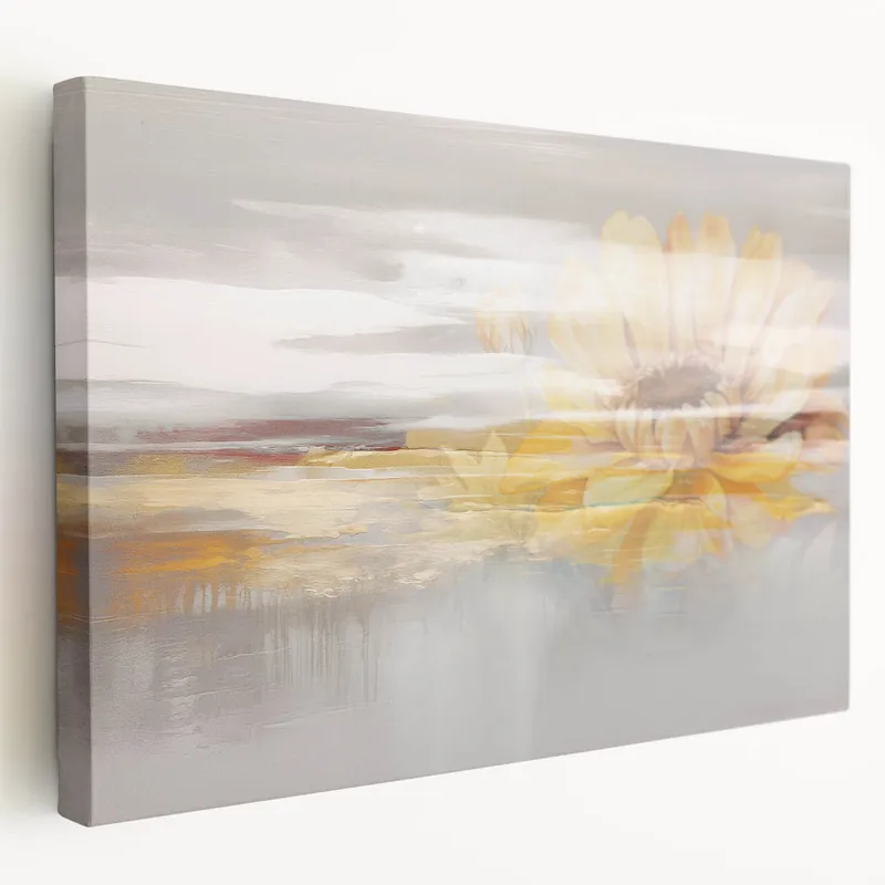 Sunflower Horizon: Modern Strokes and Lines Abstract Art on Canvas New Release