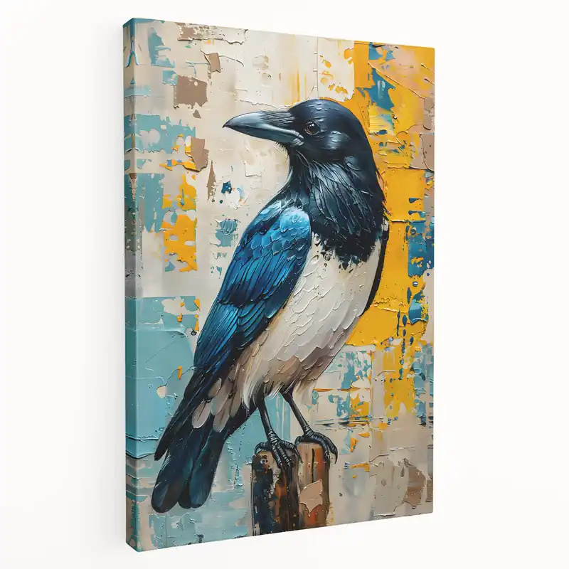 Exclusive Offer Textured Raven Art - Bold Crow Painting with Rich Colors