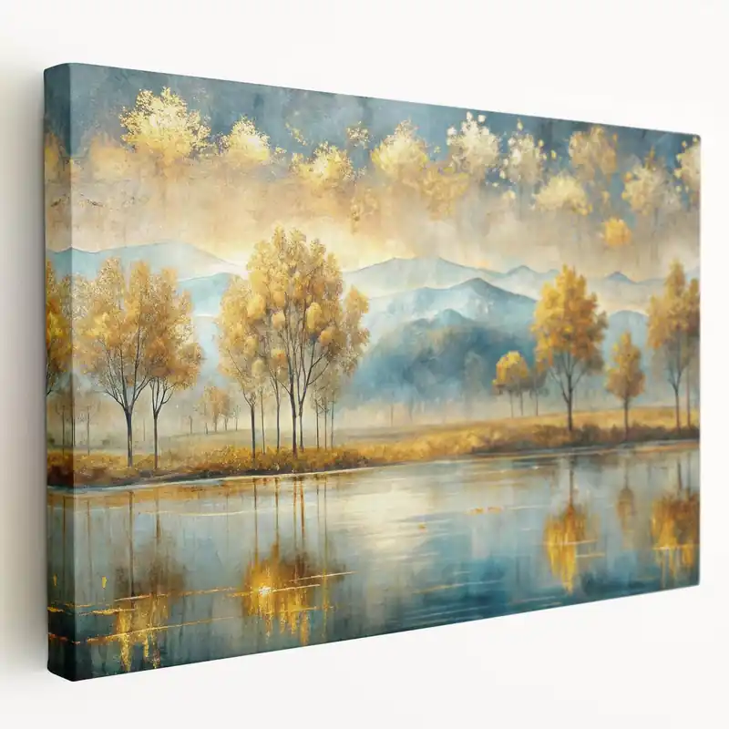 Limited Time Artistic Landscape Designs | Golden Autumn Trees and Mountains Canvas