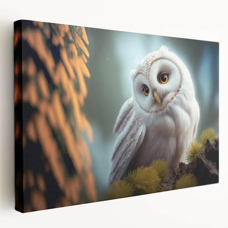 Big Sale Charming Owl Wall Art - Adorable Birds of Prey Wildlife Canvas Print