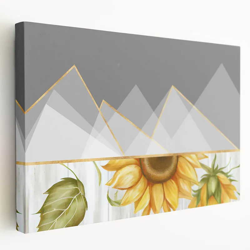 Geometric Sunflower Art | Modern Abstract Nature Canvas Print Factory Price