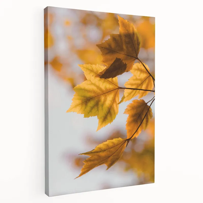 Golden Autumn Leaves Close-Up – Fall Wall Art for Seasonal Charm Weekend Sale