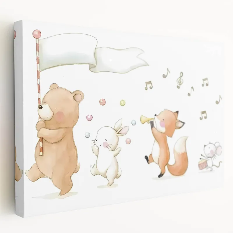 Free Shipping Woodland Animal Parade Nursery Wall Art - Kids Room Prints