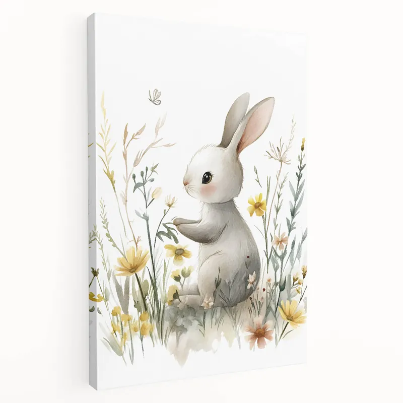 Fast Shipping Bunny in Meadow Nursery Wall Art - Baby Room & Kids Decor
